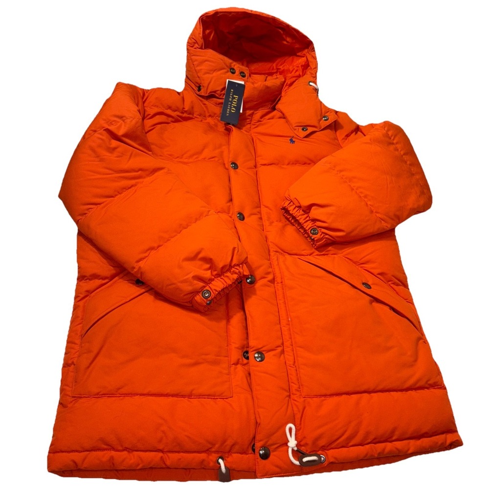 Polo Ralph Lauren Boulder Down Puffer Coat Orange Men's Size MEDIUM NWT‎  $498 - Picture 2 of 8